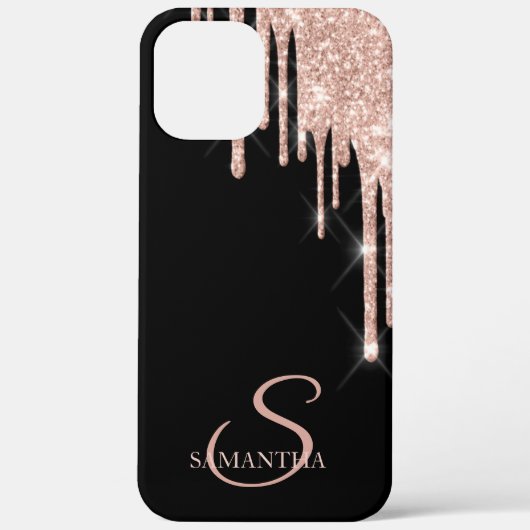 Coques Case-Mate iPhone Gouttes de paillettes dorées roses élégantes (Verso)