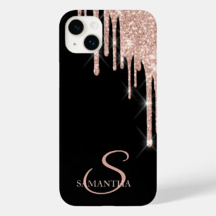Coque Pour iPhone 14 Plus Gouttes de paillettes dorées roses élégantes