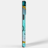 Coques Case-Mate iPhone Gouttes de pluie fantaisie Monogram sarcelle feuil (Verso / Droite)