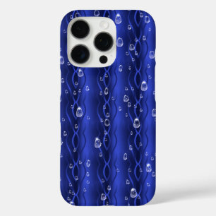 Coques iPhone 16 Pro Gouttes de pluie sur métal bleu
