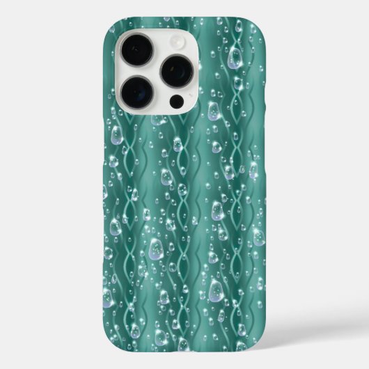 Coques Case-Mate iPhone Gouttes de pluie sur métal vert (Verso)