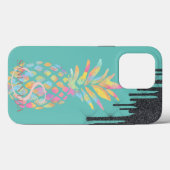 Coques Case-Mate iPhone Gouttes de vernis noir pailleté Ananas Menthe vert (Verso (horizontal))
