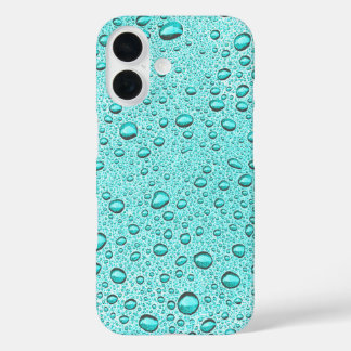 Coques iPhone 16 Gouttes d'eau aquamarine
