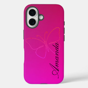 Coques iPhone 16 Grace dans une ligne : Papillon Silhouette