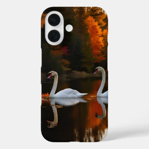 Coques iPhone 16 Gracieux Cygnes Blancs Glissant Sur L'Étang D'Auto