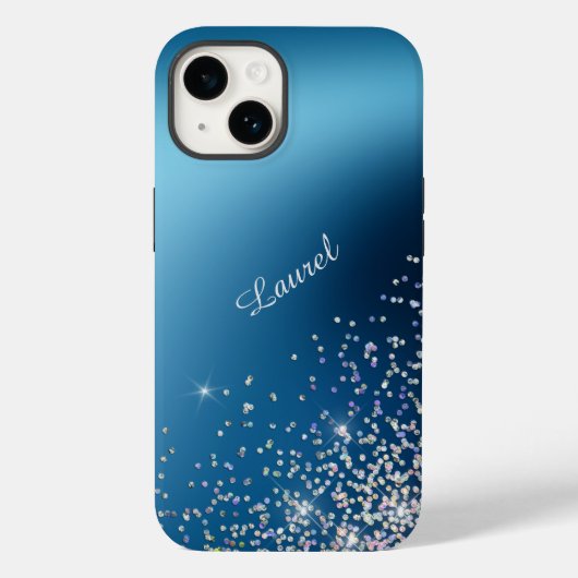 Coques Case-Mate iPhone Gradient Ciel Bleu Silver Confetti (Verso)