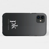 Coques Case-Mate iPhone Gradient gris noir Initiales simples Monogrammes s (Dos (Horizontal))