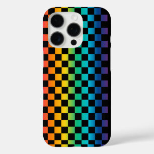 Coques iPhone 16 Pro Gradient LGBTQ À damiers Rainbow Pride