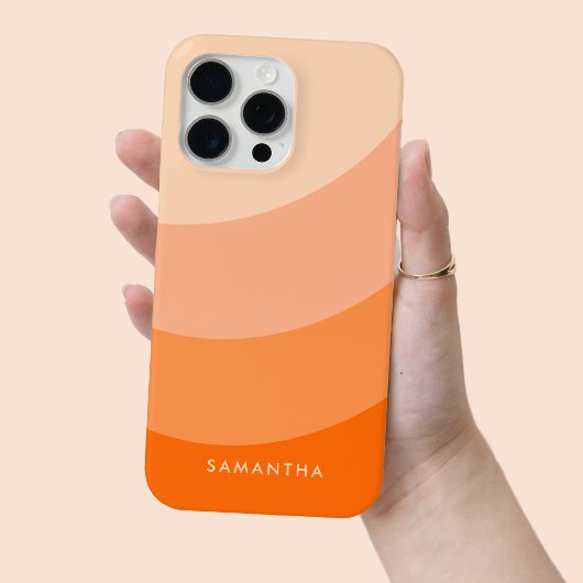 Coques Case-Mate iPhone Gradient orange personnalisé Nom moderne brillant