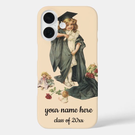 Coques Case-Mate iPhone Graduation vintage, Fille portant un Casquette et (Verso)