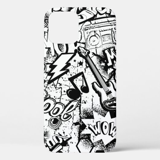 Coques Case-Mate iPhone Graffiti Abstrait en noir et blanc (Verso)