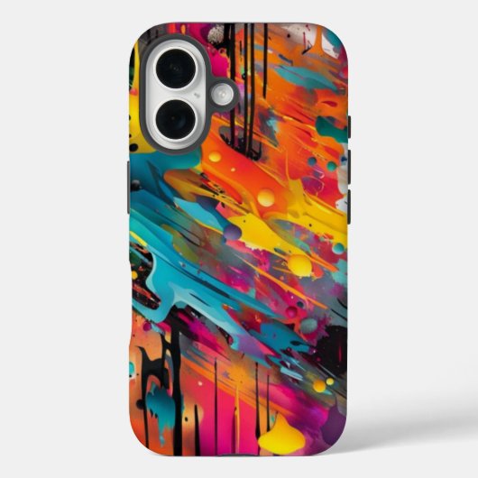 Coques Case-Mate iPhone Graffiti éclaboussé de chaos vif (Verso)