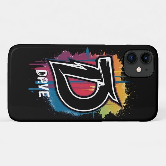 Coques Case-Mate iPhone Graffiti Style Lettre "D" Monogramme personnalisab (Dos (Horizontal))