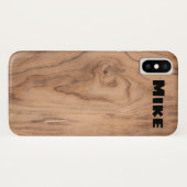 Coques Case-Mate iPhone Grain de bois Brown clair Nom personnalisé (Dos (Horizontal))