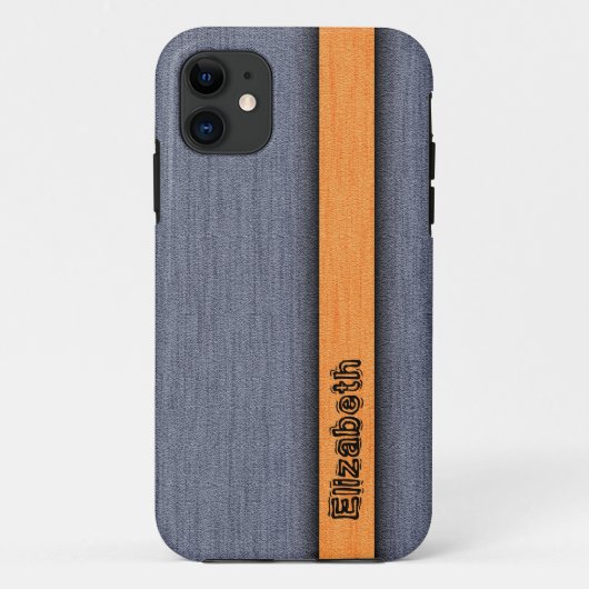 Coques Case-Mate iPhone Grain de bois fabuleux orange et gris (Dos)