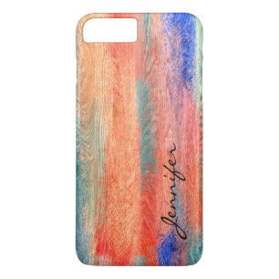 Coque iPhone 8 Plus/7 Plus Grains en bois Vintage coloré Abstrait #4