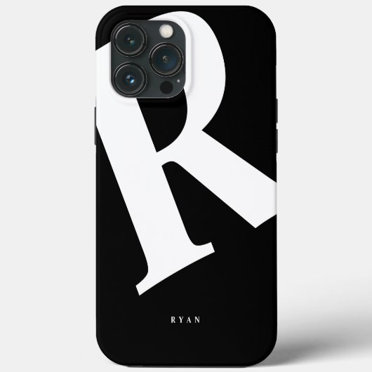 Coques Case-Mate iPhone Grand Initial | Typographie Moderne | Noir (Verso)