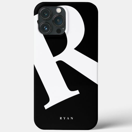 Coques Case-Mate iPhone Grand Initial | Typographie Moderne | Noir (Verso)