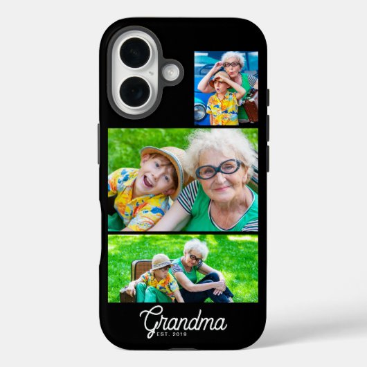 Coques Case-Mate iPhone Grand-mère a établi un script moderne noir 3 Photo (Verso)