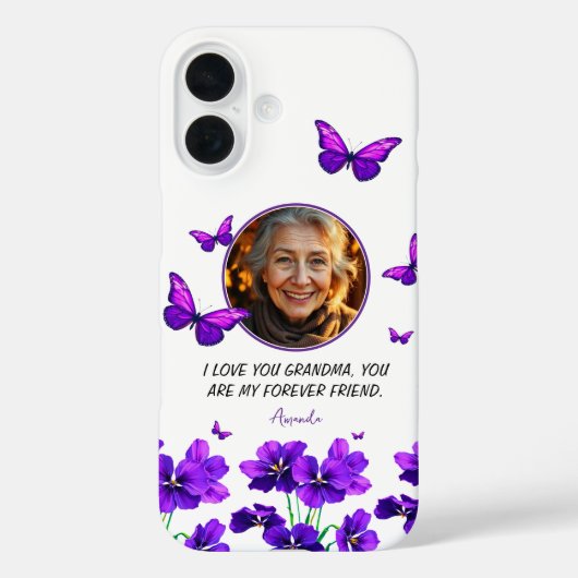 Coques Case-Mate iPhone Grand-mère de papillon violet floral (Verso)