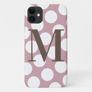 Case-Mate iPhone Case Grand monogramme à pois rose poussiéreux et blanc