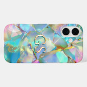 Coques Case-Mate iPhone Grand monogramme ou nom sur Opal (Verso (horizontal))