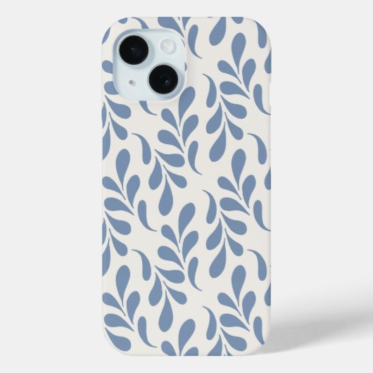 Coques Case-Mate iPhone Grand motif botanique feuille bleu côtier (Verso)