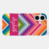 Coques Case-Mate iPhone Grand Motif Chevron rose orange violet avec nom (Verso (horizontal))