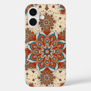 Coques iPhone 16 grand motif mandala symétrique