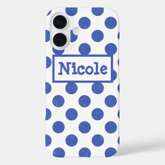 Coques Case-Mate iPhone Grand point Polka bleu moderne (Verso)