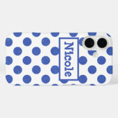 Coques Case-Mate iPhone Grand point Polka bleu moderne (Verso (horizontal))