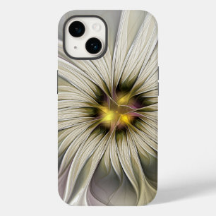 Coque Pour iPhone 14 Grande Fleur d'ivoire, Abstrait Art Fractal Modern