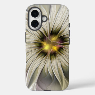 Coques iPhone 16 Grande Fleur d'Ivoire, Art Fractal Moderne Abstrai