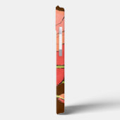 Coques Case-Mate iPhone Grande Fleur rose avec Arrière - plan rouge profon (Verso / Gauche)