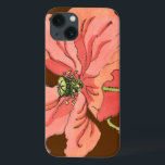 Coques Pour iPhone Grande Fleur rose avec Arrière - plan rouge profon<br><div class="desc">Une grande fleur rose repose sur un arrière - plan rouge profond dans ce tableau de Nancy Slocum. La fleur est vibrante et en pleine floraison. Un cadeau étonnant pour une personne spéciale dans votre vie!</div>