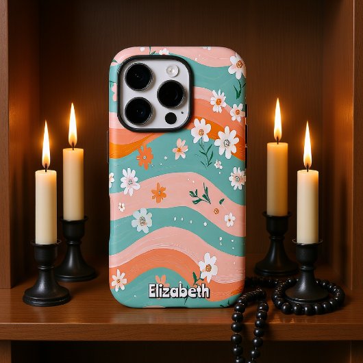 Coques Case-Mate iPhone Grandes bandes florales ondulées