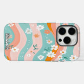 Coques Case-Mate iPhone Grandes bandes florales ondulées (Verso (horizontal))
