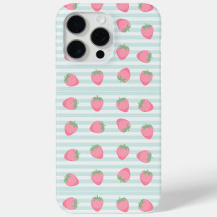 Coque iPhone 15 Pro Max Grandes fraises roses
