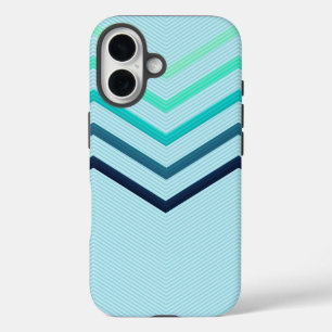 Coques iPhone 16 Grandes rayures Chevron sur housse de téléphone bl