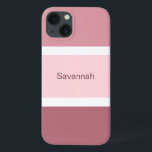 Case-Mate iPhone Case Grandes Tailles Blanches Et Roses Personnalisées M<br><div class="desc">Boîtier de téléphone portable mignon et élégant avec motif rayé rose et blanc. Plusieurs nuances de grandes rayures roses et de petites rayures blanches. Personnalisé avec votre nom imprimé dans un texte rose.</div>