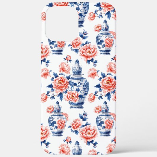 Coques Case-Mate iPhone Grandmillenial Chinoiserie Ginger Jar Pink Peonies (Verso)