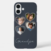 Coques Case-Mate iPhone Grandpa Grey Hearts Grandchildren Photo Collage (Verso)