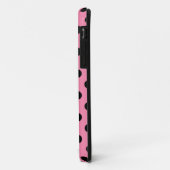 Coques Case-Mate iPhone Grands points noirs sur fond rose chaud (Dos/Gauche)