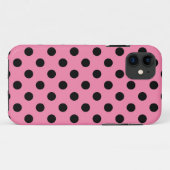 Coques Case-Mate iPhone Grands points noirs sur fond rose chaud (Dos (Horizontal))