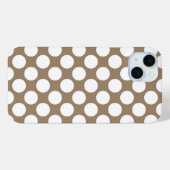 Coques Case-Mate iPhone Grands points rétro - blanc et taupe (Verso (horizontal))