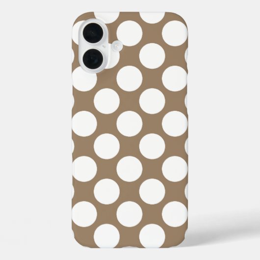 Coques Case-Mate iPhone Grands points rétro - blanc et taupe (Verso)