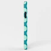 Coques Case-Mate iPhone Grands points rétro - turquoise et aqua (Dos/Droite)