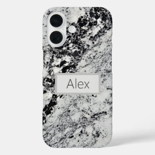 Coques iPhone 16 Granit noir, gris et blanc