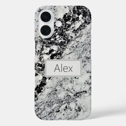 Coques Case-Mate iPhone Granit noir, gris et blanc (Verso)