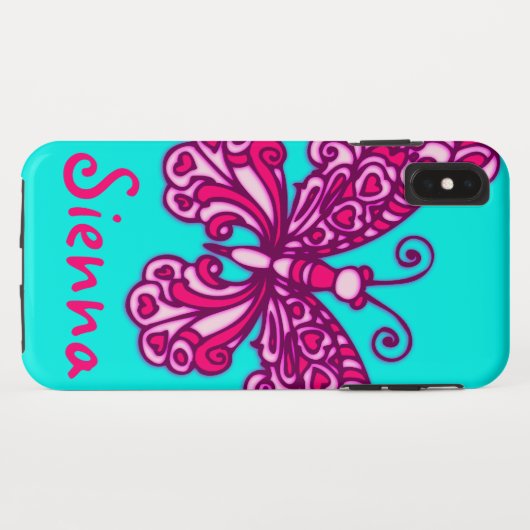 Coques Case-Mate iPhone Graphique blanc rose de papillon (Dos (Horizontal))